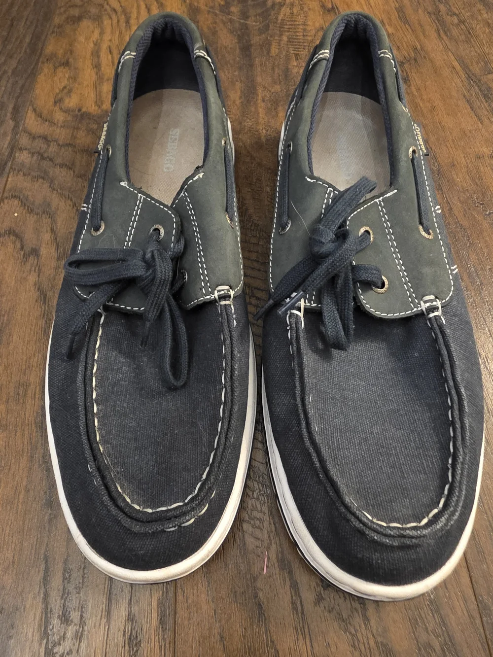 Sebago Men's Navy and Green Canvas Boat Shoes